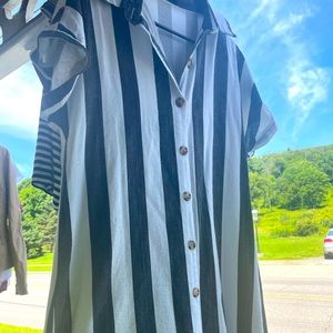 Two b&w striped dresses, large, never worn